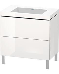 L-Cube Duravit vasque LC6937N2222 80 x 48 cm, sans trou pour robinetterie, blanc brillant, 2 coulissants, au sol