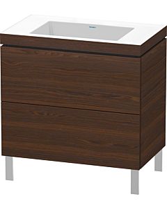 L-Cube Duravit vasque LC6937N6969 80 x 48 cm, sans trou pour robinet, noyer brossé, 2 coulissants, au sol