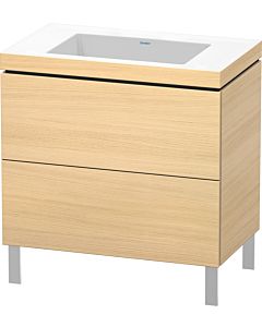 L-Cube Duravit vasque LC6937N7171 80 x 48 cm, sans trou pour robinet, chêne méditerranéen, 2 coulissants, au sol