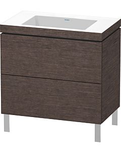 Duravit L-Cube vanity unit LC6937N7272 80 x 48 cm, without tap hole, brushed dark oak, 2 pull-outs, floor-standing