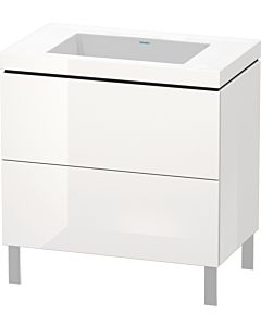 L-Cube Duravit vasque LC6937N8585 80 x 48 cm, sans trou pour robinetterie, blanc brillant, 2 coulissants, au sol