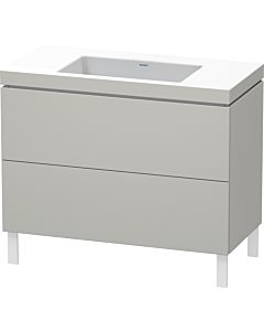 L-Cube Duravit vasque LC6938N0707 100 x 48 cm, sans trou pour robinet, gris béton mat, 2 coulissants, au sol