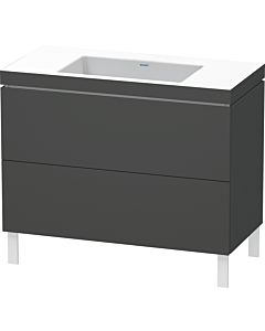 Duravit L-Cube Waschtisch-Unterschrank LC6938N4949 100 x 48 cm, ohne Hahnloch, graphit matt, 2 Auszüge, bodenstehend