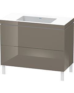 Duravit L-Cube vanity unit LC6938N8989 100 x 48 cm, without tap hole, flannel gray high gloss, 2 pull-outs, floor-standing