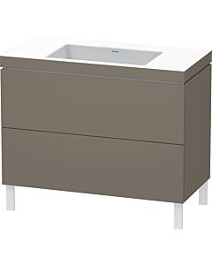 L-Cube Duravit vasque LC6938N9090 100 x 48 cm, sans trou pour robinet, flanelle gris soie mat, 2 coulissants, au sol