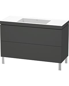 Duravit L-Cube Waschtisch-Unterschrank LC6939N4949 120 x 48 cm, ohne Hahnloch, graphit matt, 2 Auszüge, bodenstehend