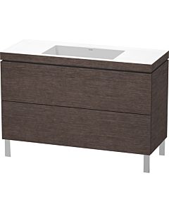 L-Cube Duravit vasque LC6939N7272 120 x 48 cm, sans trou pour robinet, chêne foncé brossé, 2 coulissants, sur pied