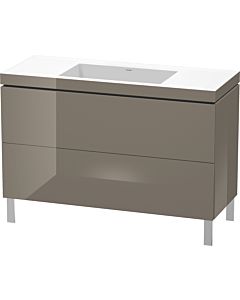 L-Cube Duravit vasque LC6939N8989 120 x 48 cm, sans trou pour robinet, gris flanelle brillant, 2 coulissants, au sol