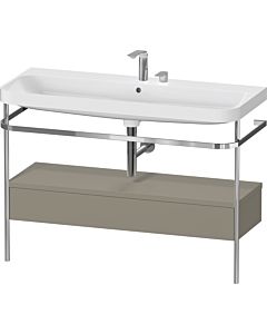 Duravit Happy D.2 Plus Möbelwaschtisch-Kombination HP4844E92920000 117,5x49cm, mit Metallkonsole, 2 Hahnlöcher, steingrau seidenmatt
