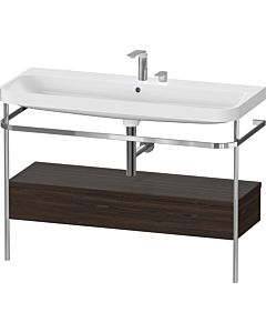Duravit Happy D.2 Plus Möbelwaschtisch-Kombination HP4844E69690000 117,5x49cm, mit Metallkonsole, 2 Hahnlöcher, nussbaum gebürstet
