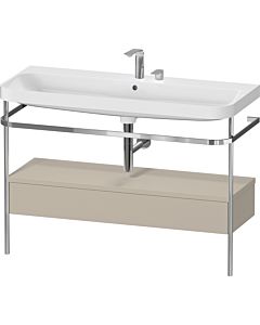 Duravit Happy D.2 Plus Möbelwaschtisch-Kombination HP4844E60600000 117,5x49cm, mit Metallkonsole, 2 Hahnlöcher, taupe seidenmatt