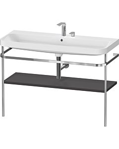 Duravit Happy D.2 Plus Möbelwaschtisch-Kombination HP4839E80800000 117,5x49cm, mit Metallkonsole, 2 Hahnlöcher, graphit supermatt