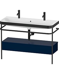 Duravit Happy D.2 Plus furniture washbasin combination HP4764O98980000 117.5x49cm, with 2000 tap hole, metal console, midnight blue satin finish