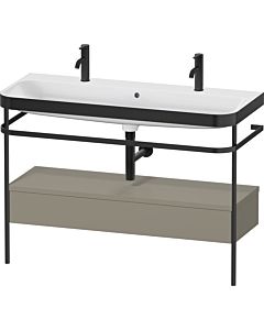 Duravit Happy D.2 Plus combinaison lavabo pour meuble HP4764O92920000 117,5x49cm, avec trou pour robinetterie 2000 , console en métal, finition satinée gris pierre