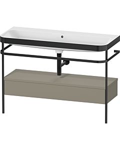 Duravit Happy D.2 Plus Möbelwaschtisch-Kombination HP4744N92920000 117,5x49cm, mit Metallkonsole, ohne Hahnloch, steingrau seidenmatt
