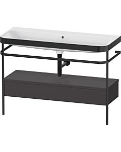 Duravit Happy D.2 Plus furniture washbasin combination HP4744N80800000 117.5x49cm, with metal console, without tap hole, graphite super matt