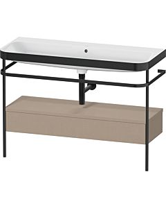 Duravit Happy D.2 Plus Möbelwaschtisch-Kombination HP4744N75750000 117,5x49cm, mit Metallkonsole, ohne Hahnloch, leinen