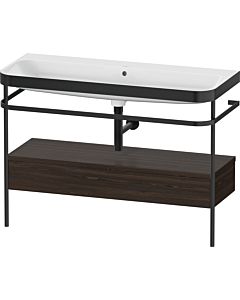 Duravit Happy D.2 Plus Möbelwaschtisch-Kombination HP4744N69690000 117,5x49cm, mit Metallkonsole, ohne Hahnloch, nussbaum gebürstet