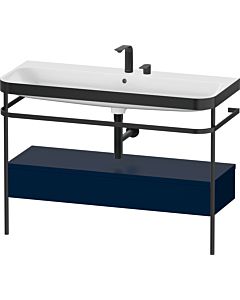 Duravit Happy D.2 Plus Möbelwaschtisch-Kombination HP4744E98980000 117,5x49cm, mit Metallkonsole, 2 Hahnlöcher, nachtblau seidenmatt