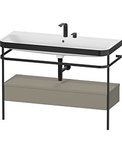 Duravit Happy D.2 Plus Möbelwaschtisch-Kombination HP4744E92920000 117,5x49cm, mit Metallkonsole, 2 Hahnlöcher, steingrau seidenmatt