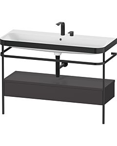 Duravit Happy D.2 Plus Möbelwaschtisch-Kombination HP4744E80800000 117,5x49cm, mit Metallkonsole, 2 Hahnlöcher, graphit supermatt