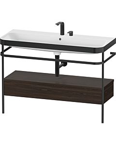 Duravit Happy D.2 Plus Möbelwaschtisch-Kombination HP4744E69690000 117,5x49cm, mit Metallkonsole, 2 Hahnlöcher, nussbaum gebürstet
