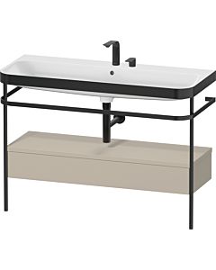 Duravit Happy D.2 Plus furniture washbasin combination HP4744E60600000 117.5x49cm, with metal console, 2 tap holes, taupe satin finish
