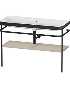 Duravit Happy D.2 Plus furniture washbasin combination HP4739N60600000 117.5x49cm, with metal console, without tap hole, taupe satin matt