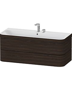 Duravit Happy D.2 Plus vanity HP4639E69690000 117.5x49cm, 2 drawers, 2 tap holes, brushed walnut