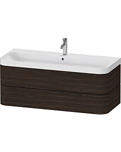 Duravit Happy D.2 Plus vanity HP4349O69690000 117.5x49cm, 2 drawers, 2000 tap hole, brushed walnut