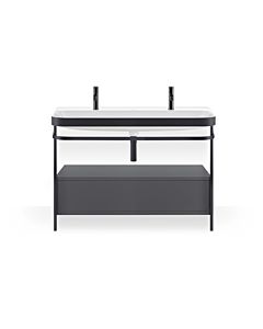 Duravit Happy D.2 Plus Möbelwaschtisch-Kombination HP4764O80800000 117,5x49cm, mit 1 Hahnloch, Metallkonsole, graphit supermatt