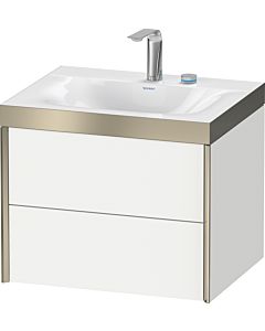 Duravit Meuble sous-vasque XViu XV4614EB118P 60x48cm, 2 tiroirs, 2 trous pour robinetterie, champagne mat, Rahmen P, blanc mat