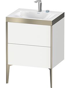 Duravit Meuble sous-vasque XViu XV4709EB118P 60x48cm, 2 coulissants, 2 trous pour robinetterie, champagne mat, Rahmen P, blanc mat