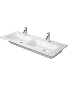 Duravit Me by Starck Möbel-Doppelwaschtisch 233613AC60 130x49cm, ohne Hahnloch, mit Überlauf, Hahnlochbank, weiß seidenmatt, Durashield