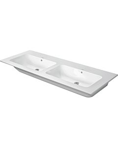 Duravit Me by Starck meuble double vasque 23361332601 130x49cm, sans trou pour robinetterie, avec trop-plein, banc avec trou pour robinetterie, blanc satiné mat, WonderGliss