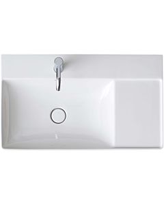 Duravit DuraSquare furniture washbasin asymmetrical 2348800041 80x47cm, without overflow, with tap platform, basin on the left, 2000 tap hole, white