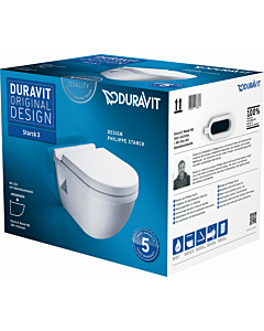 Duravit Starck 3 Wand WC Set 42000900A1 mit WC-Sitz, weiss