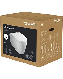 Duravit Me by Starck wall-hung, deep-flush toilet set 457909AAA1 57cm, rimless, with toilet seat, white Durashield