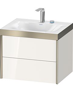 Duravit XViu Waschtisch-Unterschrank XV4614EB122P 60x48cm, 2 Schubkästen, 2 Hahnlöcher, champagner matt, Rahmen P, weiß hochglanz