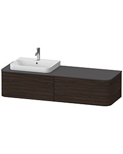 Duravit Happy D.2 Plus meuble sous-vasque HP4944L6969 160x55cm, 2 tiroirs, pour Aufsatzbecken , vasque à gauche, noyer brossé
