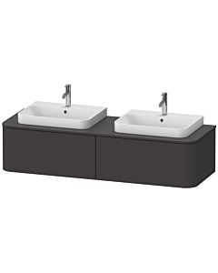 Duravit Happy D.2 Plus meuble sous-lavabo HP4946B8080 160x55cm, 2 tiroirs, pour Aufsatzbecken , vasque des deux côtés, graphite super mat