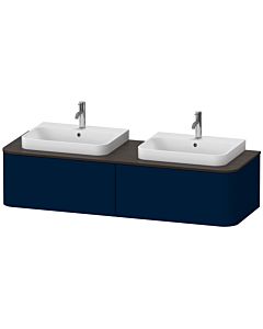 Duravit Happy D.2 Plus meuble sous-lavabo HP4946B9898 160x55cm, 2 compartiments coulissants, pour Aufsatzbecken , vasque des deux côtés, finition satinée bleu nuit