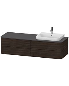 Duravit Happy D.2 Waschtisch-Unterschrank HP4973R6969 40,8 x 160 x 55 cm, 4 Schubkästen, für Aufsatzbecken, rechts, nussbaum gebürstet