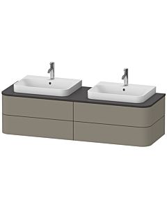 Duravit Happy D.2 Plus meuble sous-lavabo HP4974B9292 160x55cm, pour console, 4 tiroirs, pour Aufsatzbecken , des deux côtés, finition satinée gris pierre