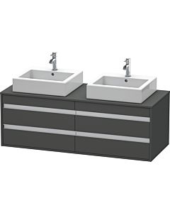 Duravit Ketho Waschtisch-Unterschrank KT6657B4949 140x55x49,6cm, für Aufsatzbecken, 4 Schubkästen, Ausschnitt beidseitig, graphit matt