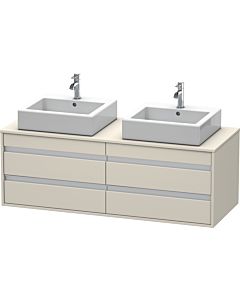 Duravit Ketho Waschtisch-Unterschrank KT6657B9191 140x55x49,6cm, für Aufsatzbecken, 4 Schubkästen, Ausschnitt beidseitig, Taupe