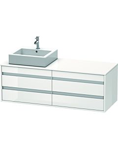 Duravit Ketho Waschtisch-Unterschrank KT6657L2222 140x55x49,6cm, für Aufsatzbecken, 4 Schubkästen, Ausschnitt links, weiß hochglanz