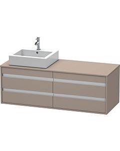 Duravit Ketho Waschtisch-Unterschrank KT6657L4343 140x55x49,6cm, für Aufsatzbecken, 4 Schubkästen, Ausschnitt links, basalt matt