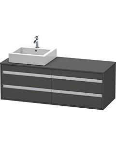 Duravit Ketho Waschtisch-Unterschrank KT6657L4949 140x55x49,6cm, für Aufsatzbecken, 4 Schubkästen, Ausschnitt links, graphit matt
