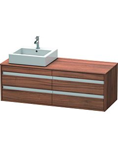 Duravit Ketho Waschtisch-Unterschrank KT6657L7979 140x55x49,6cm, für Aufsatzbecken, 4 Schubkästen, Ausschnitt links, nussbaum natur